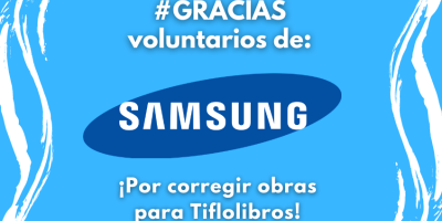 Logo de Samsung con el texto ¡Gracias voluntarios de Samsung!