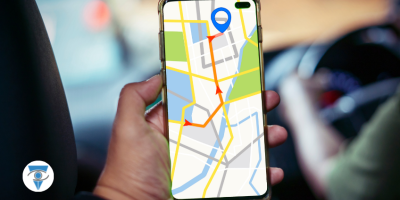 Pantalla de celular con un mapa 